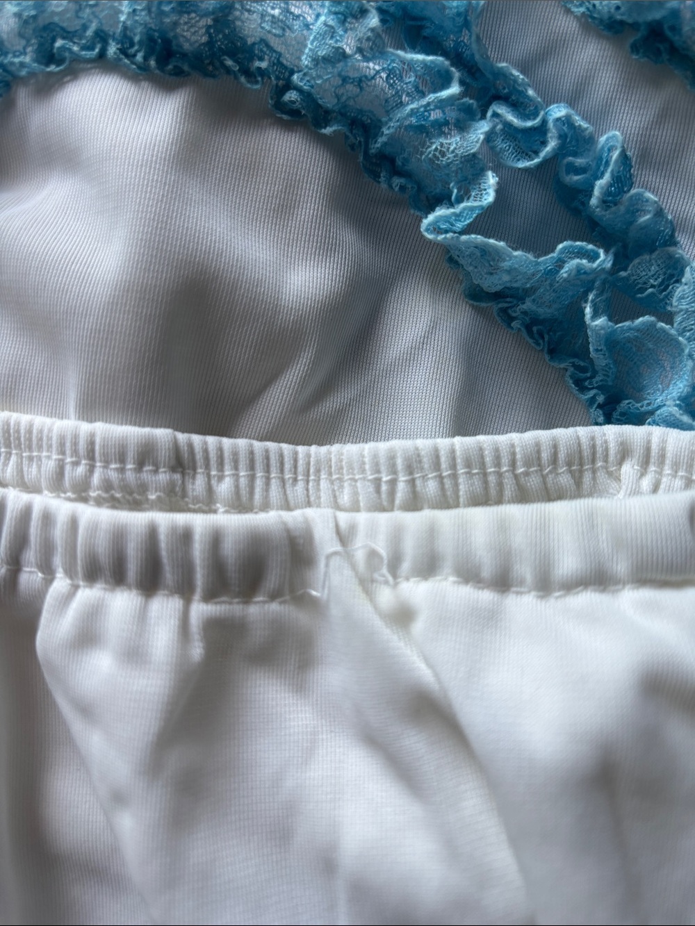 Vintage Bloomers White with Teal Lace Trim - Picture 4 of 8